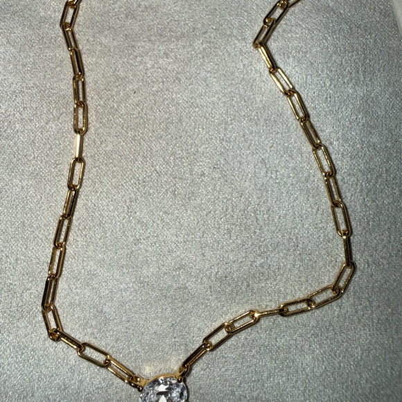 Rachel Zoe Gold Necklace with Clear Gem NWT - Picture 5 of 5